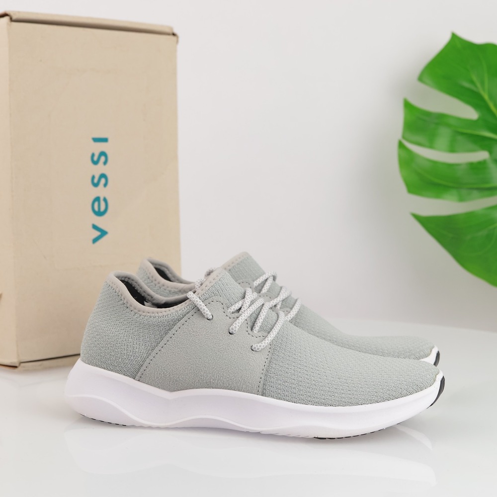 Vessi Shoes Womens Everyday Sneakers Size 8 Gray Knit Waterproof Walking Comfort